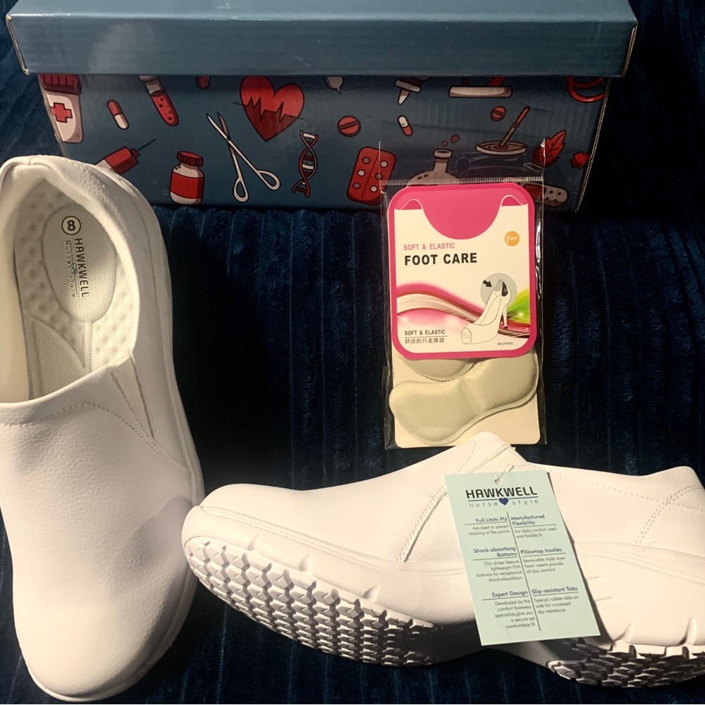 Hawkwell Women's White Slip-On Nursing Sneakers